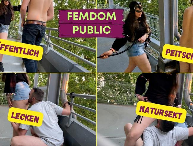 Thumbnail of Public humiliation - femdom plays with her slave -&gt; NS, whips, licking, shackles