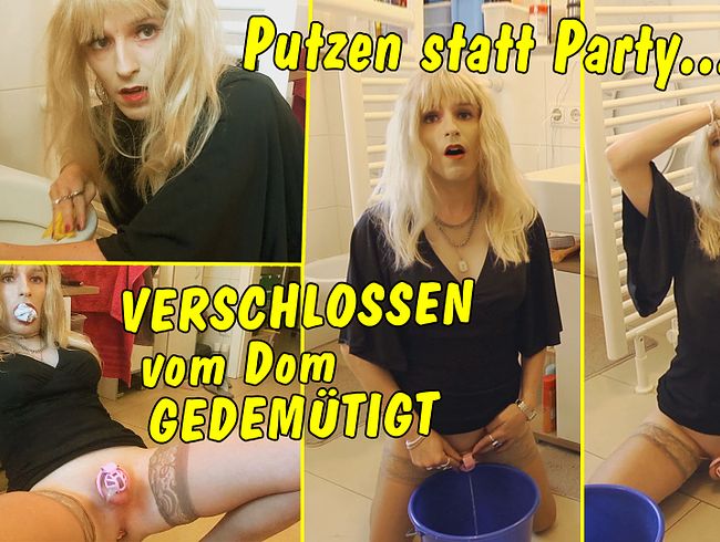 Thumbnail of Cleaning instead of partying... Sissy slut locked, plugged and humiliated by her dom!