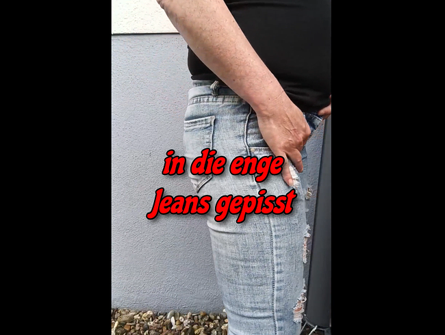 Pissed in tight jeans