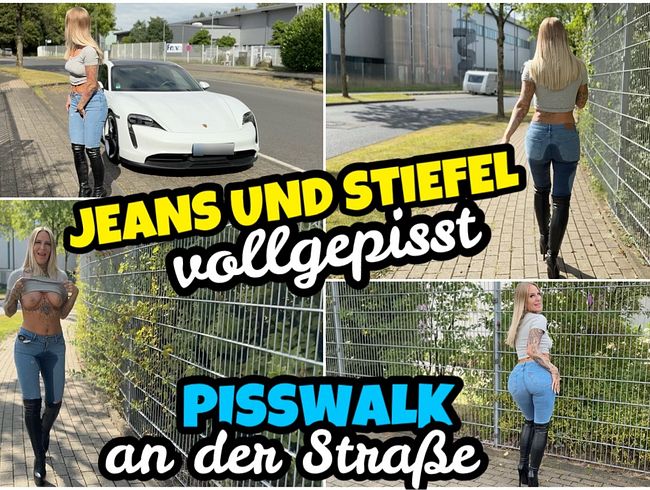 JEANS AND BOOTS pissed on | PISSWALK on the street