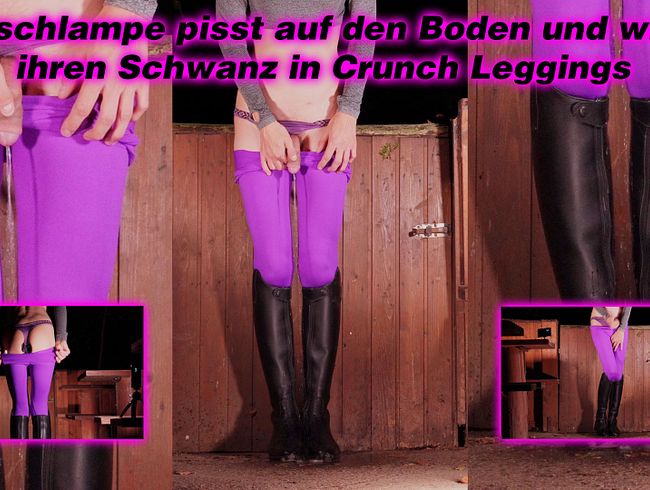 Thumbnail of Sissy slut pisses on the floor and jerks off her cock in Crunch leggings & riding boots