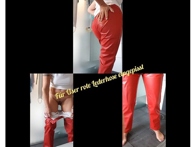 Red leather pants pissed on for user