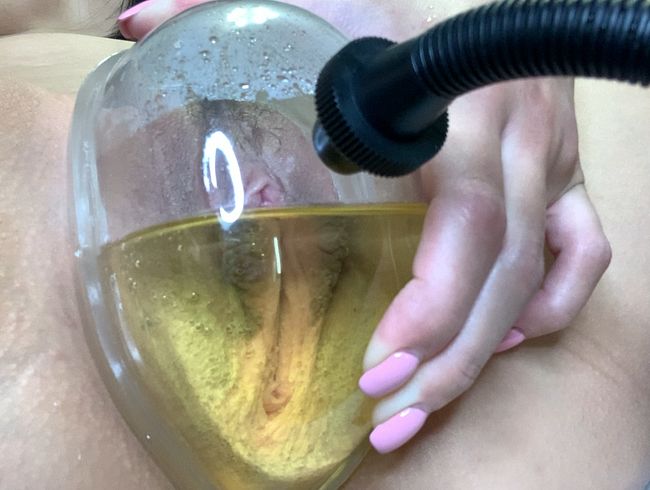 Thumbnail of Inflated her pussy and peed in the pump