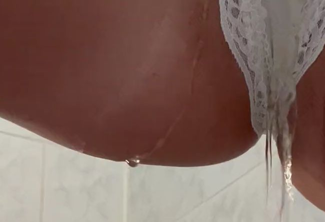 Golden shower through panties