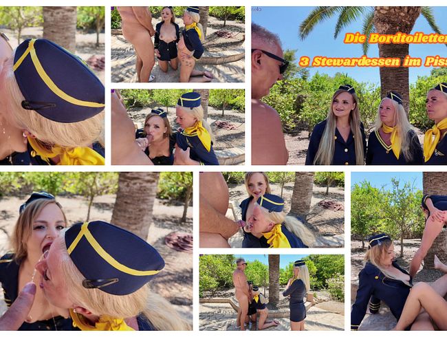 Thumbnail of The onboard toilets! Three flight attendants in piss fever!