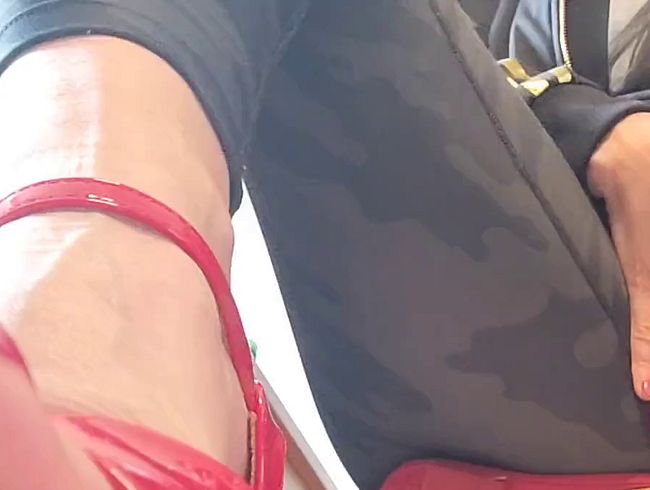 Thumbnail of Golden shower Your little piss slut pisses in your mouth in leggings and red high heels